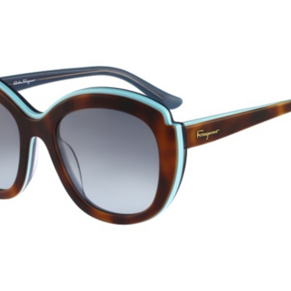 Salvatore Ferragamo Brown and Blue Cat-Eye Sunglasses